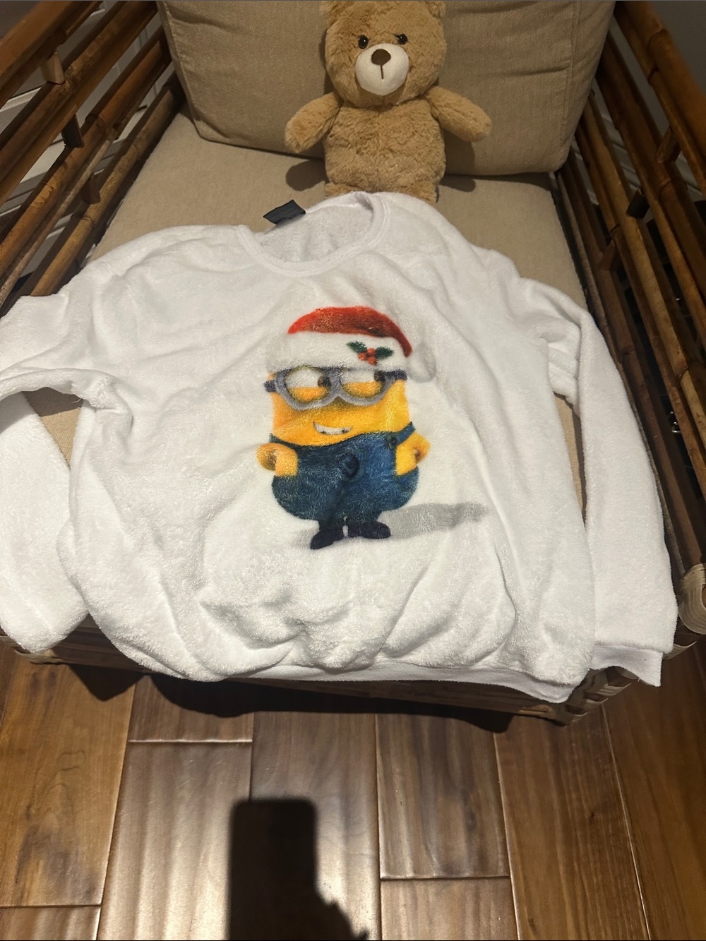 Universal White Fuzzy Minion Holiday Sweatshirt